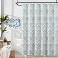 thumbnail image 1 of Blue Floral Shower Curtain, Medallion Damask Farmhouse Shower Curtains for Bathroom, Watercolor Retro Vintage Pattern Waterproof Fabric Shower Curtain, Bath Decor with Hooks 72x72 Inch, 1 of 6