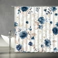 thumbnail image 1 of Blue Floral Shower Curtain Navy Blue Flower Elegant White Backgroud Modern Watercolor Plant Leaf Bathroom Decor Fabric Home With Hooks 72"W x 72"L (Pack of 1), 1 of 6