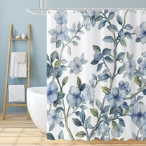 Blue Floral Shower Curtain, Navy Blue Watercolor Vine Flower Modern Minimalism Bathroom Curtain Home Decor Waterproof Fabric Machine Washable with 12 PCS Hooks,72" Wx72 L