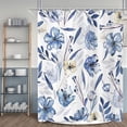 thumbnail image 1 of Blue Floral Shower Curtain, Navy Blue and Yellow Watercolor Flower Modern Minimalism Bathroom Curtain Home Decor Waterproof Fabric Machine Washable with 6PCS Hooks,36" Wx72 L, 1 of 6