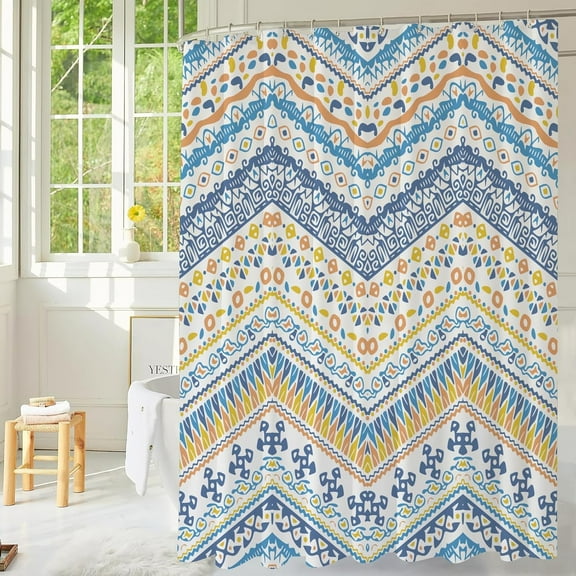 Blue Floral Shower Curtain Set Cute Daisy Girl Bathroom Curtain, Waterproof and Durable Polyester Fabric,Includes 12 Hooks, Modern Aesthetic Decor Colorful Flower Shower Curtain 72x72 inch