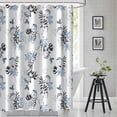 thumbnail image 1 of Blue Floral Shower Curtain, Watercolor Blue and Grey Shower Curtain for Bathroom Waterproof Fabric Aesthetic Shower Curtain Set with Hooks, 72x72 Inch, 1 of 6