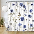 thumbnail image 1 of Blue Floral Shower Curtain, Watercolor Wild Flower Shower Curtain Set for Bathroom Spring Botanical Shower Curtain Set with Hooks, 72x84 Inch, 1 of 5