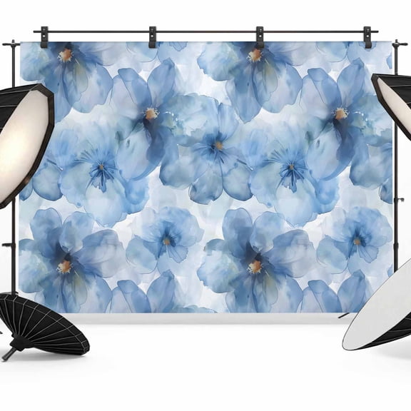Blue Floral Spring Backdrop for Photoshoot,Photography Photo Studio Background Wall Backdrop,Watercolor Art Elegant Botanical Back Drop Banner Panel for Portraits Wedding Party Live Streaming 7x5Ft