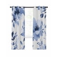 thumbnail image 1 of Blue Floral Spring Blackout Curtains 63 Inches Long for Bedroom, Retro Watercolor Botanical Summer Thermal Insulated Room Darkening Black Out Window Curtain Panels Grommet Drapes for Living Room, 1 of 8