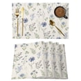 thumbnail image 1 of Blue Floral Spring Placemats Set of 4 Vintage Farmhouse Green Botanical Chic Place Mats Indoor Wipeable Table Mats Washable Cloth Dining Table Placemats for Kitchen Holiday Party Decor 13x19 Inch, 1 of 9