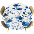thumbnail image 1 of Blue Floral Spring Round Tablecloth 36-44 Inch Round Fitted Table Cloth with Elastic Edge, Vintage Botanical Blossom Flower Waterproof Table Cover Protector for Outdoor Picnic Party Dining, 1 of 6