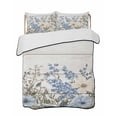thumbnail image 1 of Blue Floral Spring Summer Quilt Set Full Size, Soft Microfiber Quilted Bedding Set with 2 Pillow Shams, Summer Botanical Flower Vintage Lightweight All Season Bedspread Coverlet for Bedroom 78"x90", 1 of 6