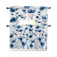 thumbnail image 1 of Blue Floral Spring Swag Kitchen Curtains Sets for Windows 24 Inch Length, Vintage Botanical Blossom Flower Short Window Curtain Panels Swags Valances and Tiers 3 Piece Set for Cafe/Dining Room, 1 of 5