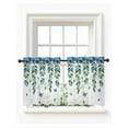 thumbnail image 1 of Blue Floral Spring Tier Curtains 36 Inch Length,Sheer Curtains for Bedroom Living Room,Summer Pastoral Botanical Watercolor Rod Pocket Voile Drapes Kitchen Curtains Small Window 27.5"x36" 2 Panels, 1 of 7