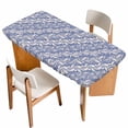 thumbnail image 1 of Blue Floral Table Cloths for 3 Foot Rectangle Tables, Spring Flowers Pattern Plants Simple Vintage Patio Waterproof Elastic Fitted Tablecloths, Washable Rectangular Table Cover for Camping, 1 of 8