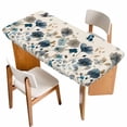 thumbnail image 1 of Blue Floral Table Cloths for 4 Foot Rectangle Tables, Spring Watercolor Flowers Butterflies Beige Patio Waterproof Elastic Fitted Tablecloths, Washable Rectangular Table Cover for Camping, 1 of 8