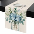 thumbnail image 1 of Blue Floral Table Runner 13x70 Inch Pastoral Eucalyptus Leaf Linen Texture Table Runner Non-Slip Dresser Scarves for Holiday Decorations, Party, Dinner and Gatherings, 1 Pack, 1 of 8