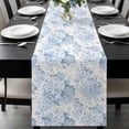 thumbnail image 1 of Blue Floral Table Runner 72 Inches Long, Garden Petals Flower Botanical Tree Branch Kitchen Coffee Dining Table Decoration for Home Party Birthday Wedding Home Decor 16x72 Inches, 1 of 8