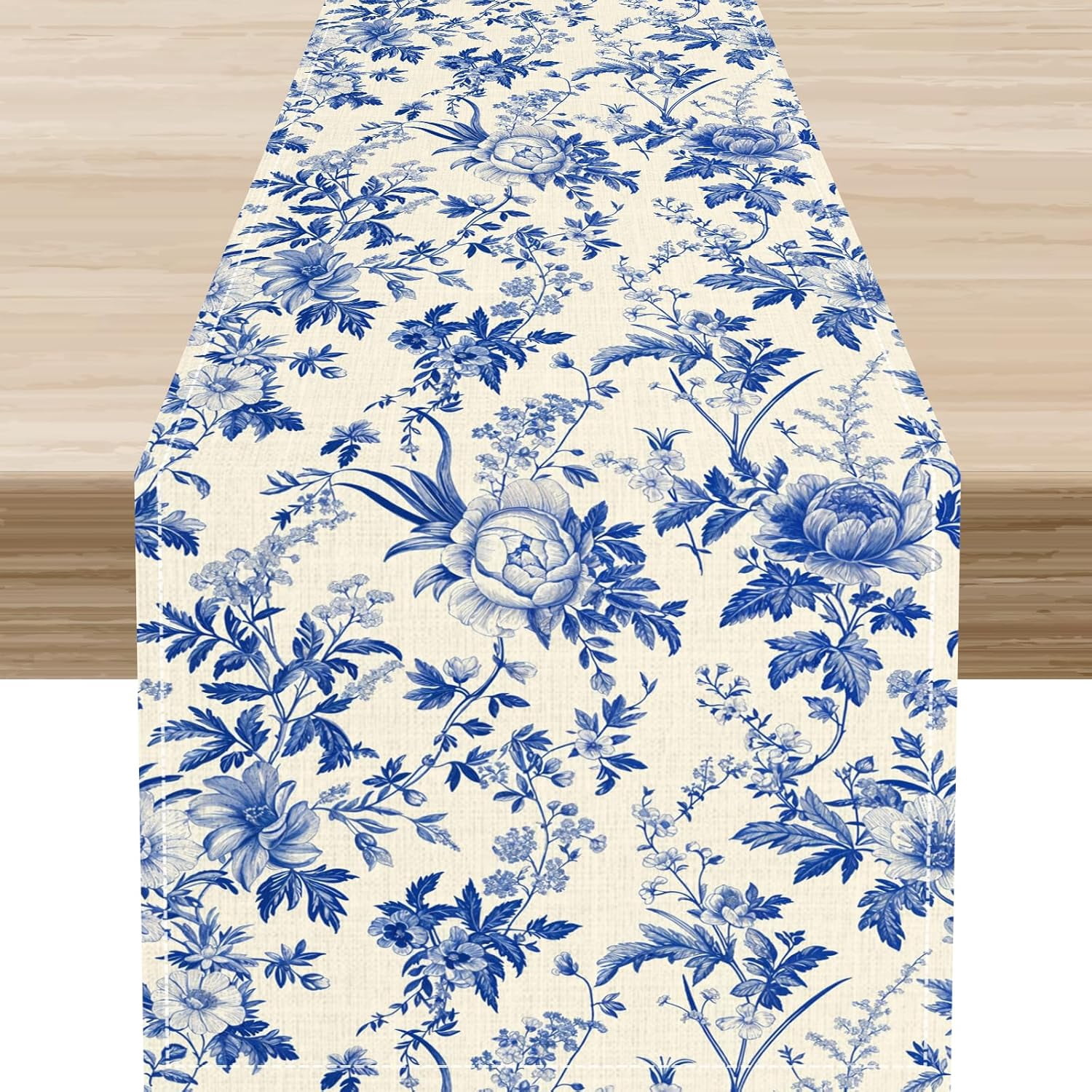 Blue Floral Table Runner, Rustic Boho Spring Seasonal Wildfloral ...