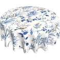 thumbnail image 1 of Blue Floral Tablecloth 60 Inch Round Wrinkle Free Flower Tablecloth Suitable for Kitchen Decorantion/Indoor and Outdoor Dining Table/Party/Picnic, 1 of 6