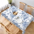 Blue Floral Tablecloth 60 x 84 Inch Rectangle Chinoiserie Flowers ...