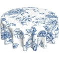 thumbnail image 1 of Blue Floral Tablecloth 70 x 70 Inch Round Chinoiserie Flowers Decorative Table Cloth Rustic Fabric Farmhouse Washable Table Cover for Picnic Party Holiday Home Indoor Outdoor, 1 of 6
