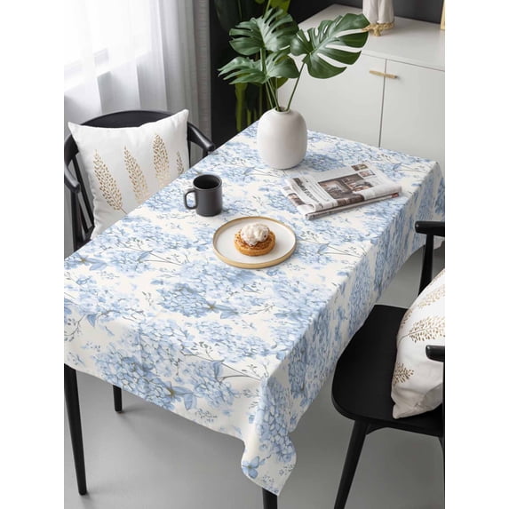 Blue Floral Tablecloth Rectangle Table Cloths 54x108, Waterproof Tablecloth Outdoor Table Cloth, Garden Petals Flower Botanical Tree Branch Washable Table Cover for Kitchen Dinning Party