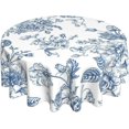 thumbnail image 1 of Blue Floral Tablecloth Round 70 Inch Chinoiserie Vintage Flower Table Cloth,Stain Resistance Polyester Spring Summer Seasonal Table Covers for Kitchen Dining,Small Tablecloth for Party Picnic, 1 of 6
