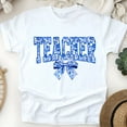thumbnail image 1 of Blue Floral Teacher Shirt with Bow | Cute Back To School Tee, White, Size S, 1 of 6