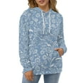 thumbnail image 1 of Blue Floral Textile Pattern Design Oversized Hoodies For Woman Pullover With Pocket Comfortable Fation Pullover Hoodie S-5XL, 1 of 4