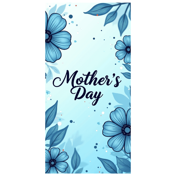 Blue Floral Themed Mother's Day Banner Background Party Decors Photography Props Family Gathering Home Decoration Celebration Supplies