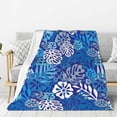 thumbnail image 1 of Blue Floral Throw Blankets All Season Ultra Soft Warm Pattern Fleece Blanket For Home Bed Sofa Couch Chair Outdoor Travel Camping 50" x 60", 1 of 6