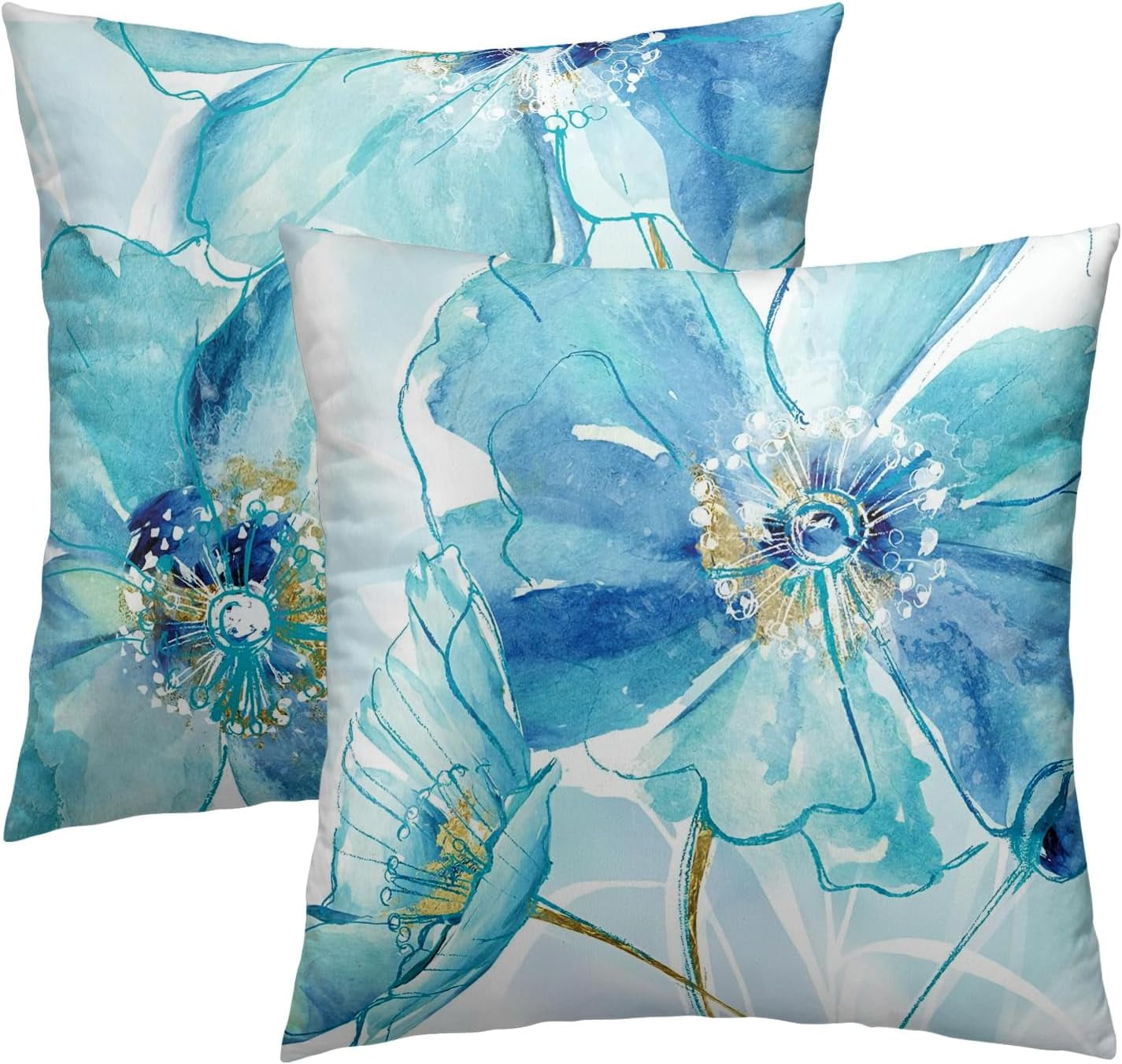 Blue Floral Throw Pillows