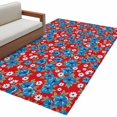 thumbnail image 1 of Blue Floral Washable Area Rugs 2.7'x5', Flower Leaves Farmhouse Red Background Low Pile Throw Living Room Rug Non-Slip Sturdy Edge Binding Carpet for Indoor Entryway Bedside Kitchen, 1 of 9