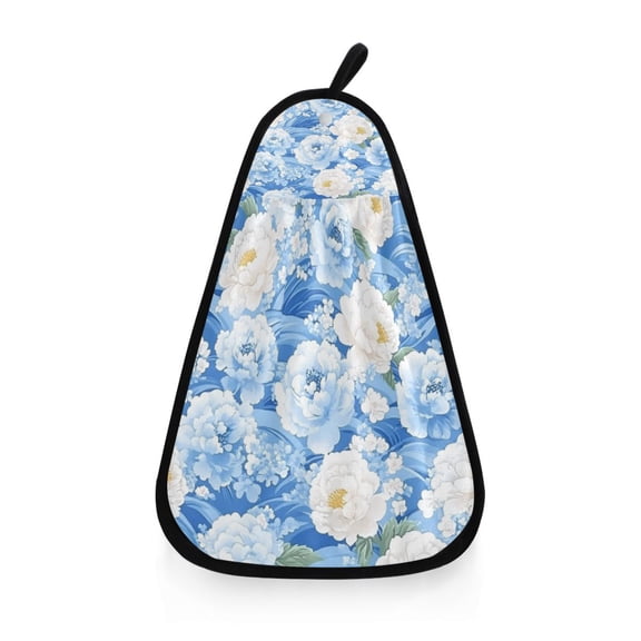 Blue Floral Waves Hanging Towel Hand Towel 16.53x12.20in Quick-Drying for Kitchen and Bathroom Use
