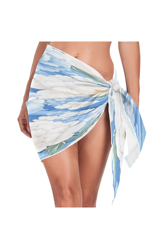 Blue Floral Waves Triangle Beach Wrap Women's Swimwear Cover Up Sun Protection Quick Dry Summer Fashion Versatile Use
