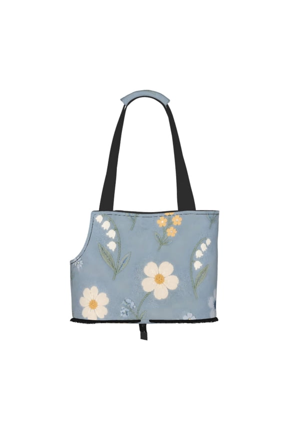 Blue Floral Wildflower Pet Tote Bag Lightweight Shoulder Bag for Shopping and Travel