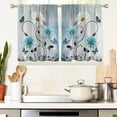 thumbnail image 1 of Blue Floral Window Curtains for Kitchen Rustic Abstract White Daisy Flowers Butterfly Small Short Home Living Room Bedroom Bathroom Drapes Treatment Fabric 1 Pair, 27.5" W x 36" L, Retro, 1 of 6