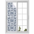 thumbnail image 1 of Blue Floral Window Privacy Film, Ethnic Boho Botanical Geometric Art Static Cling UV Sun Blocking Heat Control Window Tint Day and Night, Non-Adhesive One Way Windows Privacy Cover 17.7''x78.7'', 1 of 7