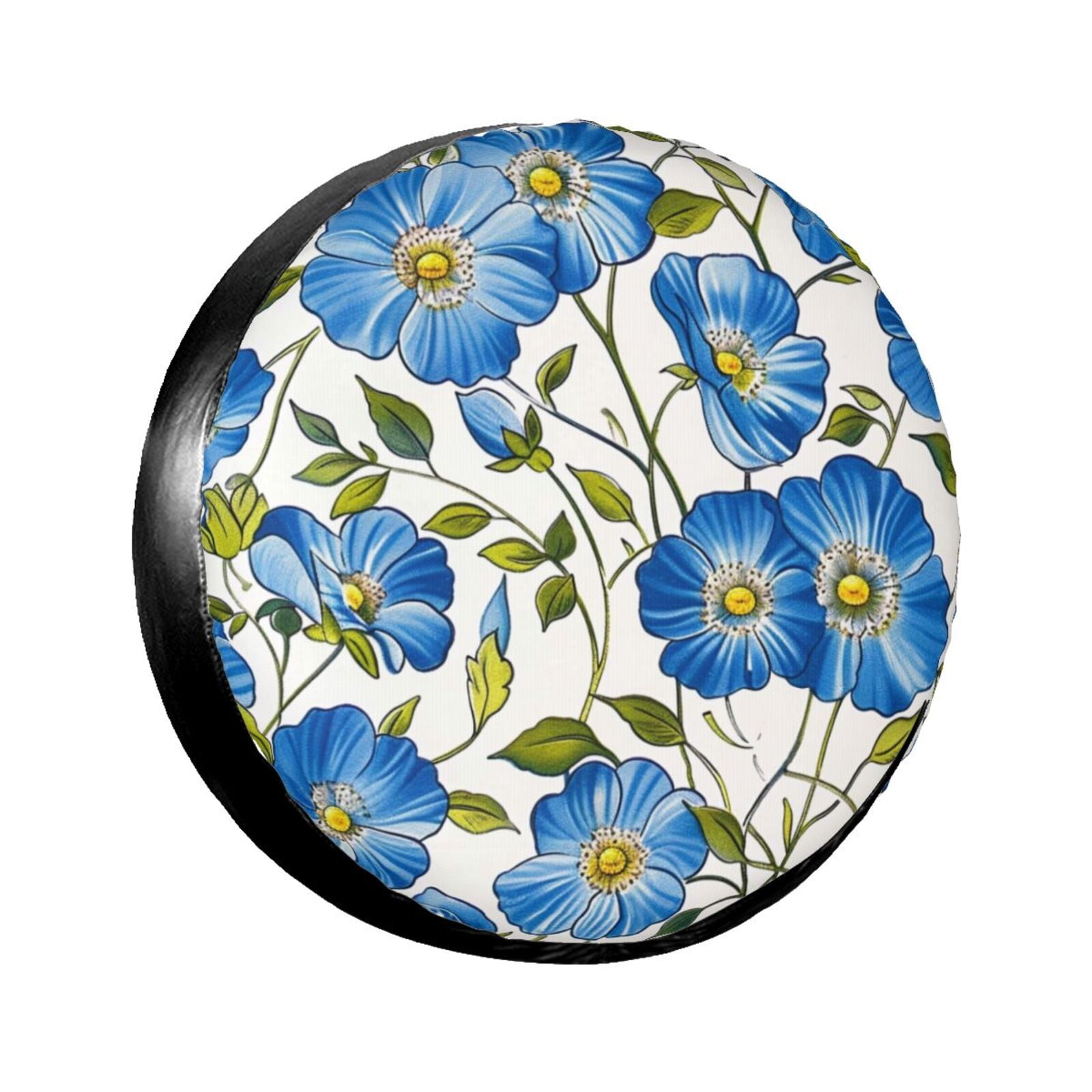 Blue Floral with Yellow Centers Camping spare tire cover, wheel