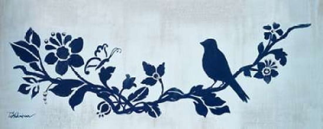 Blue Floral and Bird I Canvas Art - Tiffany Hakimipour (10 x 20)