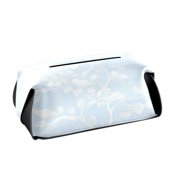 Blue Floral and Birds Pattern Tissue Holders for Bathrooms Leather PVC Detachable 9.4x5.1x3.6in
