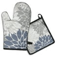 thumbnail image 1 of Blue Floral and Petal Pattern Kitchen Oven Mitt and Pot Holder Sets 2 Pcs for Baking, Cooking and Grilling, Heat Resistant Up To 392 °F, 1 of 7
