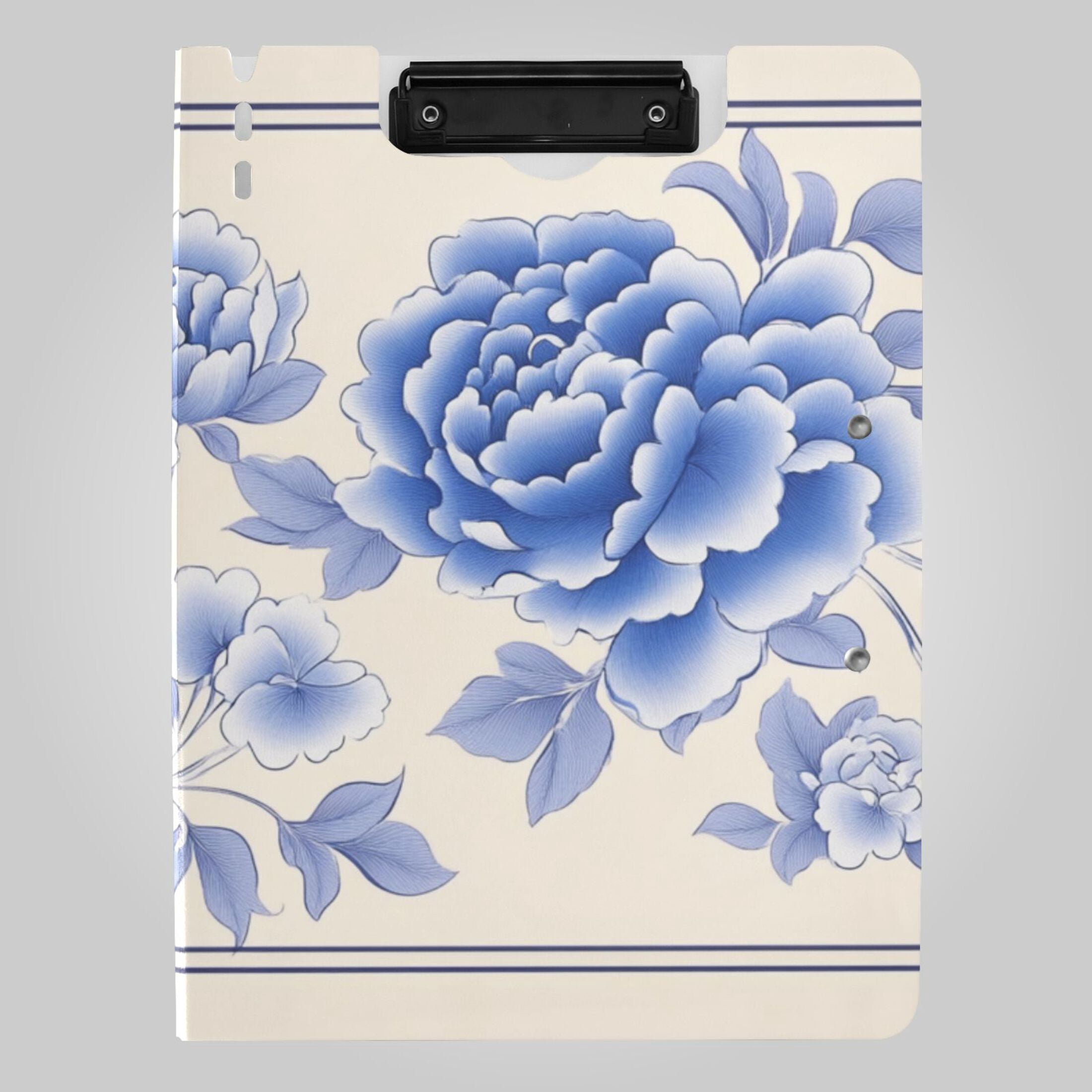 Blue Florals Decorative Frame Foldable Binder Folder Clipboard with Pen ...