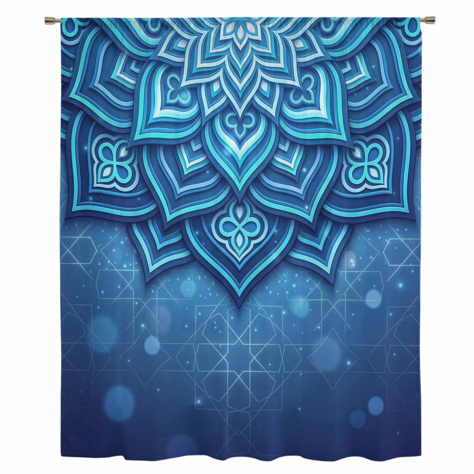 Blue Florals Sheer Curtains 72 Inches Long, Modern Abstract Middle ...