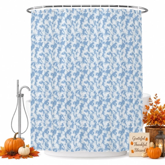 Blue Florals Shower Curtain Set - Small 36" x 72" Washable Bathtub Curtain with 12 Hooks, Cottagecore Vine Leaves Minimalist Waterproof Fabric Stall Shower Curtains for Bathroom/Bathtub Décor