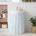 thumbnail image 1 of Blue Florals Small Sink Skirt, Bathroom Vanity Cabinet Adhesive Curtain, Abstract Damask Flowers European Style Utility Under Sink Cover Decorative Kitchen Cabinet Curtains 10"x11", 1 of 8