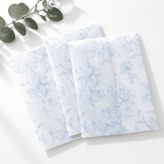 Blue Flower 100 Pack Pre-Folded Vellum Jackets for 5x7 Invitations