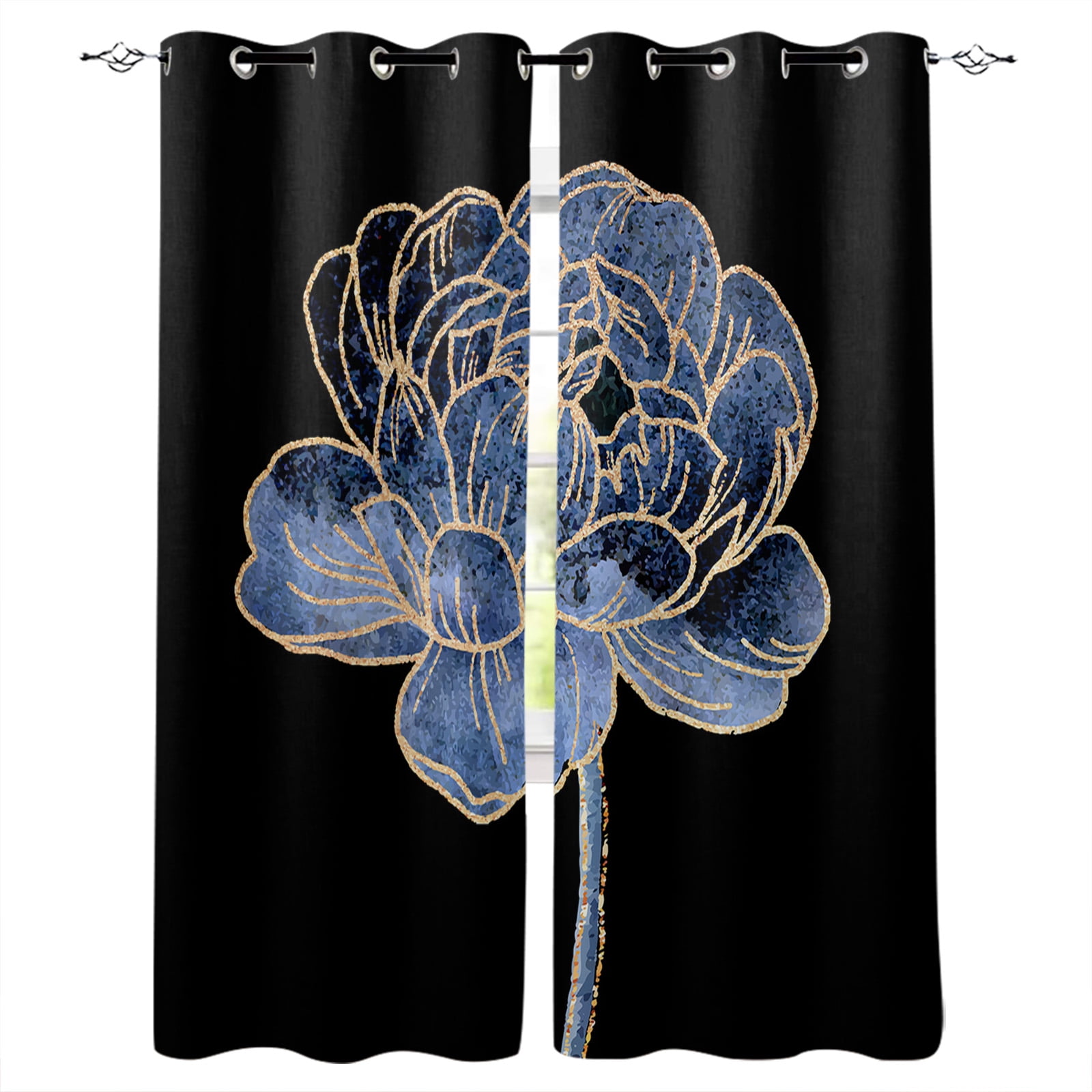 Blue Flower Abstract Art Bedroom Curtains Modern Living Room Kitchen ...