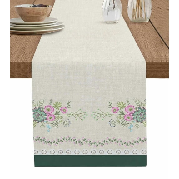 Blue Flower Abstract Art Table Runner Home Wedding Table Flag Mat Table Centerpieces Decoration Party Dining Long Tablecloth