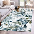 thumbnail image 1 of Blue Flower Area Rugs 3x5 ft Watercolor Spring Blue Floral Green Leaf Botanical Washable Rug Non Slip Indoor Carpet Absorbent Floor Mat for Living Room Bedroom Dining Room, 1 of 9