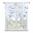 thumbnail image 1 of Blue Flower Balloon Curtains for Living Room/French Door, Watercolor Floral Botanical Line Drawing Print Tie Up Curtains 63 Inch Length Energy Saving Kitchen Curtains Shades for Windows 42"x63", 1 of 8