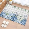 thumbnail image 1 of Blue Flower Bathroom Mats 2x3 FT, Non Slip Small Kitchen Mat, Grey Plaid Hydrangeas Eucalyptus Leaves Washable Soft Backed Front Door Throw Rugs Non-Shedding Indoor Outdoor Doormat for Entryway Sink, 1 of 8