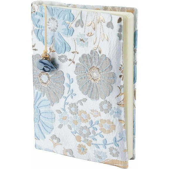 Blue Flower Book Cover A5 Paperback Book Cover Protector Fabric Books Sleeve Covers Hand Cloth Notebook Covers with Flower Pattern for Textbook Notebook Record Protective Blue DIY